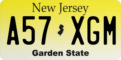 NJ license plate A57XGM