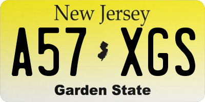 NJ license plate A57XGS