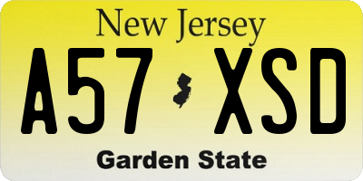 NJ license plate A57XSD