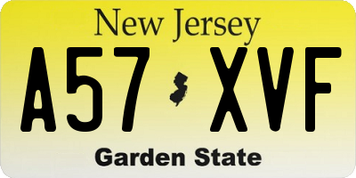 NJ license plate A57XVF