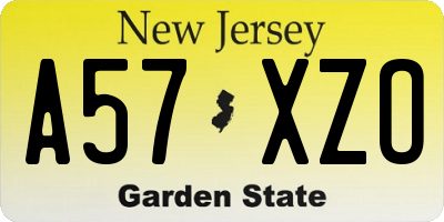 NJ license plate A57XZO