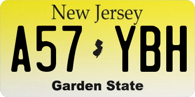 NJ license plate A57YBH
