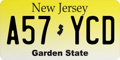 NJ license plate A57YCD