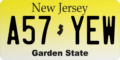 NJ license plate A57YEW