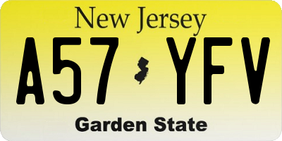 NJ license plate A57YFV