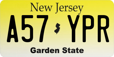 NJ license plate A57YPR