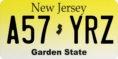 NJ license plate A57YRZ