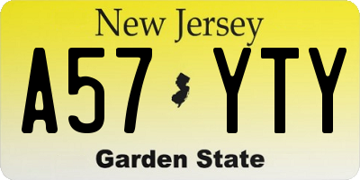 NJ license plate A57YTY