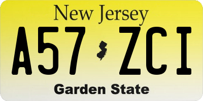 NJ license plate A57ZCI