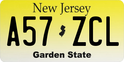 NJ license plate A57ZCL