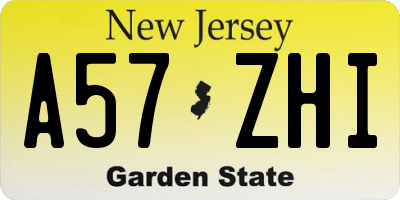 NJ license plate A57ZHI