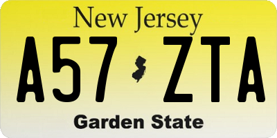 NJ license plate A57ZTA