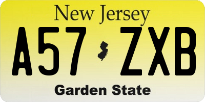 NJ license plate A57ZXB