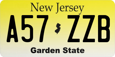 NJ license plate A57ZZB