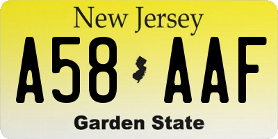 NJ license plate A58AAF