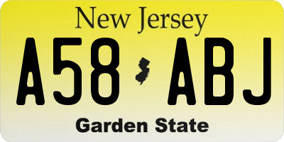 NJ license plate A58ABJ