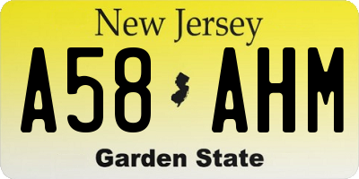 NJ license plate A58AHM