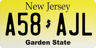 NJ license plate A58AJL