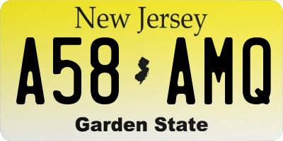 NJ license plate A58AMQ