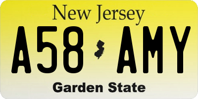 NJ license plate A58AMY
