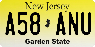 NJ license plate A58ANU