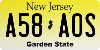 NJ license plate A58AOS