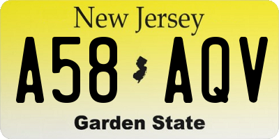 NJ license plate A58AQV