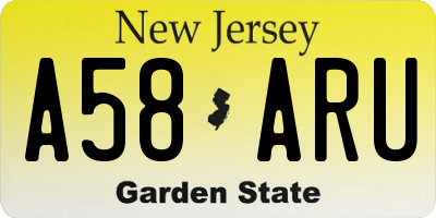 NJ license plate A58ARU