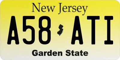 NJ license plate A58ATI