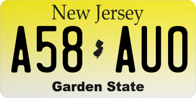 NJ license plate A58AUO