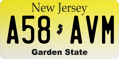 NJ license plate A58AVM
