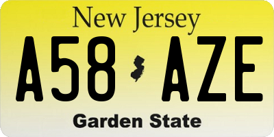 NJ license plate A58AZE
