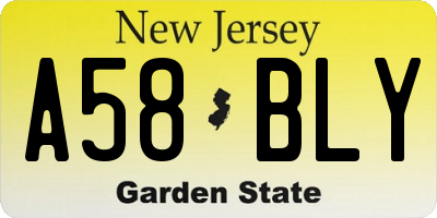 NJ license plate A58BLY