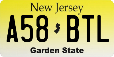 NJ license plate A58BTL
