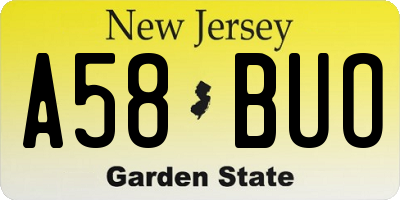 NJ license plate A58BUO
