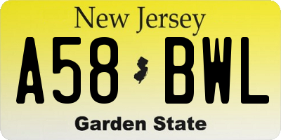 NJ license plate A58BWL