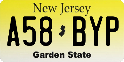 NJ license plate A58BYP