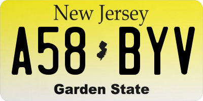 NJ license plate A58BYV