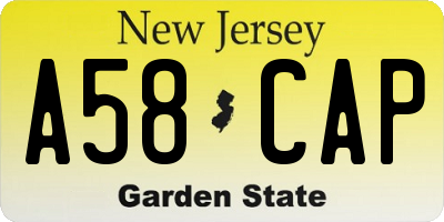 NJ license plate A58CAP