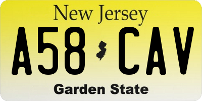 NJ license plate A58CAV