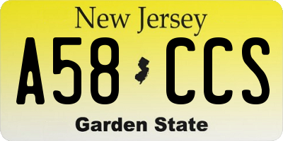 NJ license plate A58CCS