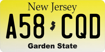 NJ license plate A58CQD