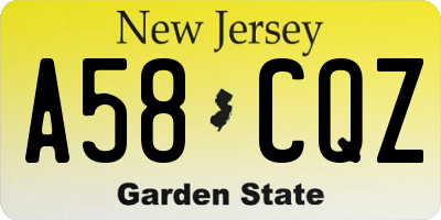 NJ license plate A58CQZ