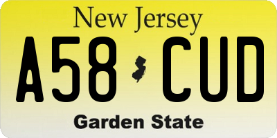 NJ license plate A58CUD
