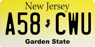 NJ license plate A58CWU