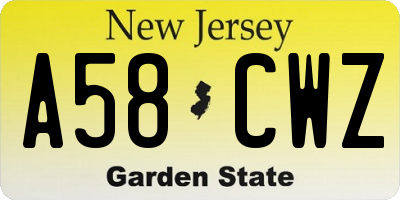NJ license plate A58CWZ