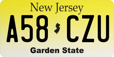 NJ license plate A58CZU