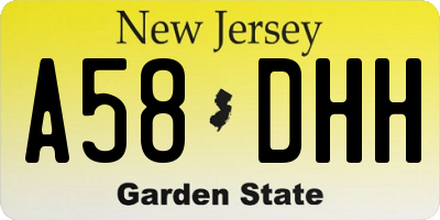 NJ license plate A58DHH
