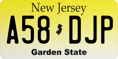 NJ license plate A58DJP