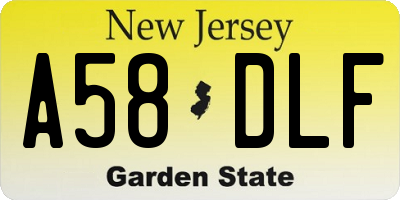 NJ license plate A58DLF